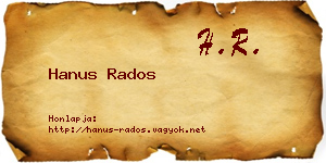 Hanus Rados névjegykártya